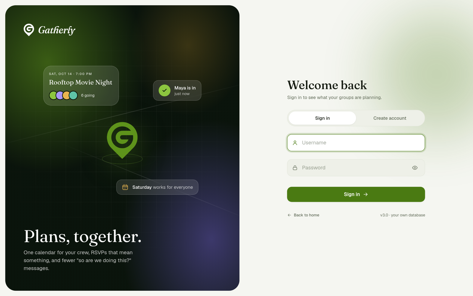 Sign-in screen