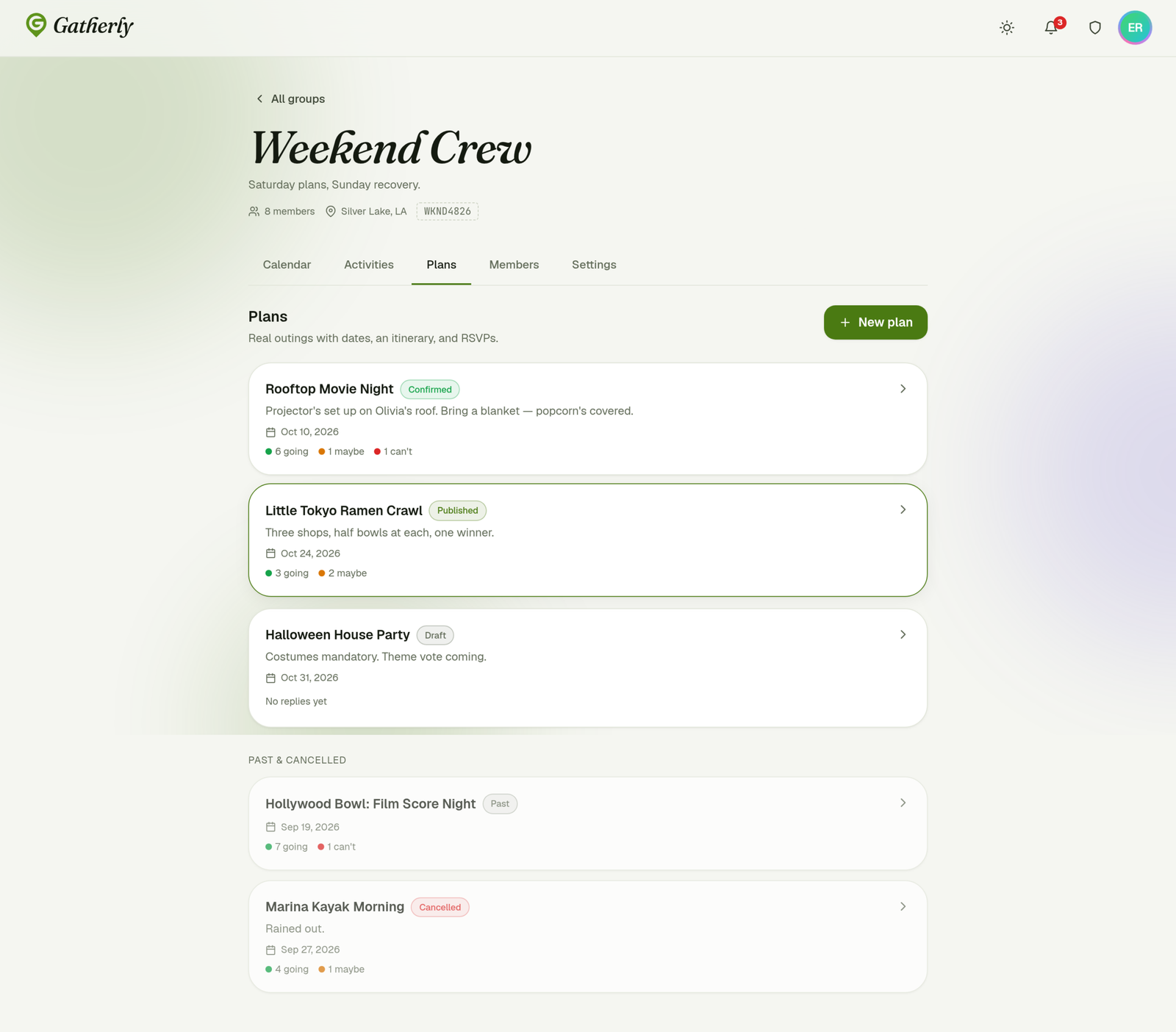 The Plans tab