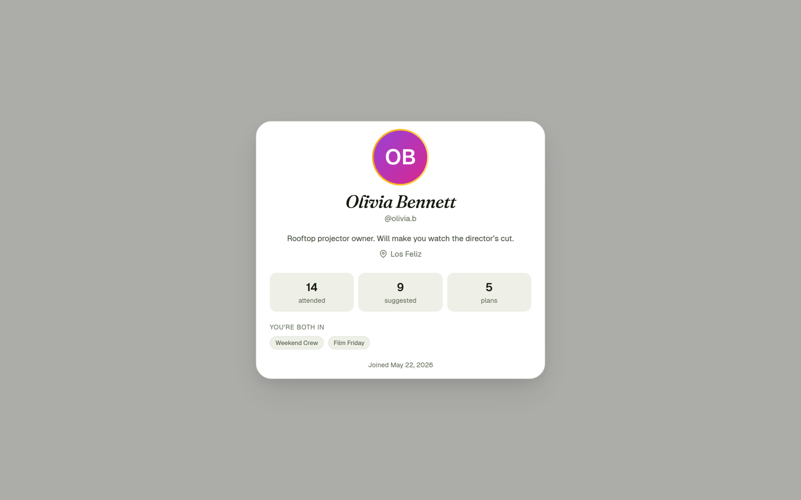 A member's profile