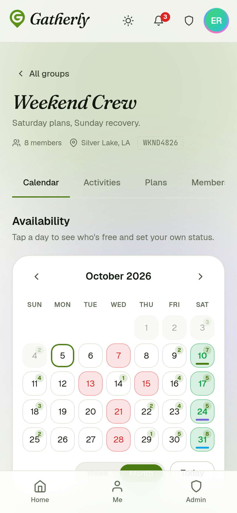 Calendar on a phone