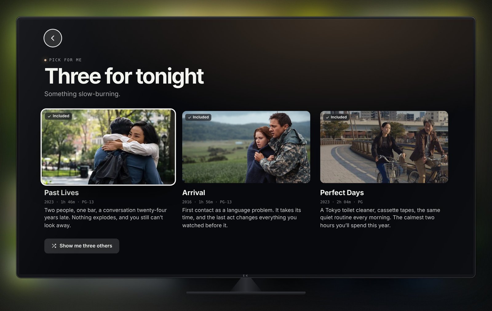 Pick for me on TV: three films for tonight, each with a one-line reason